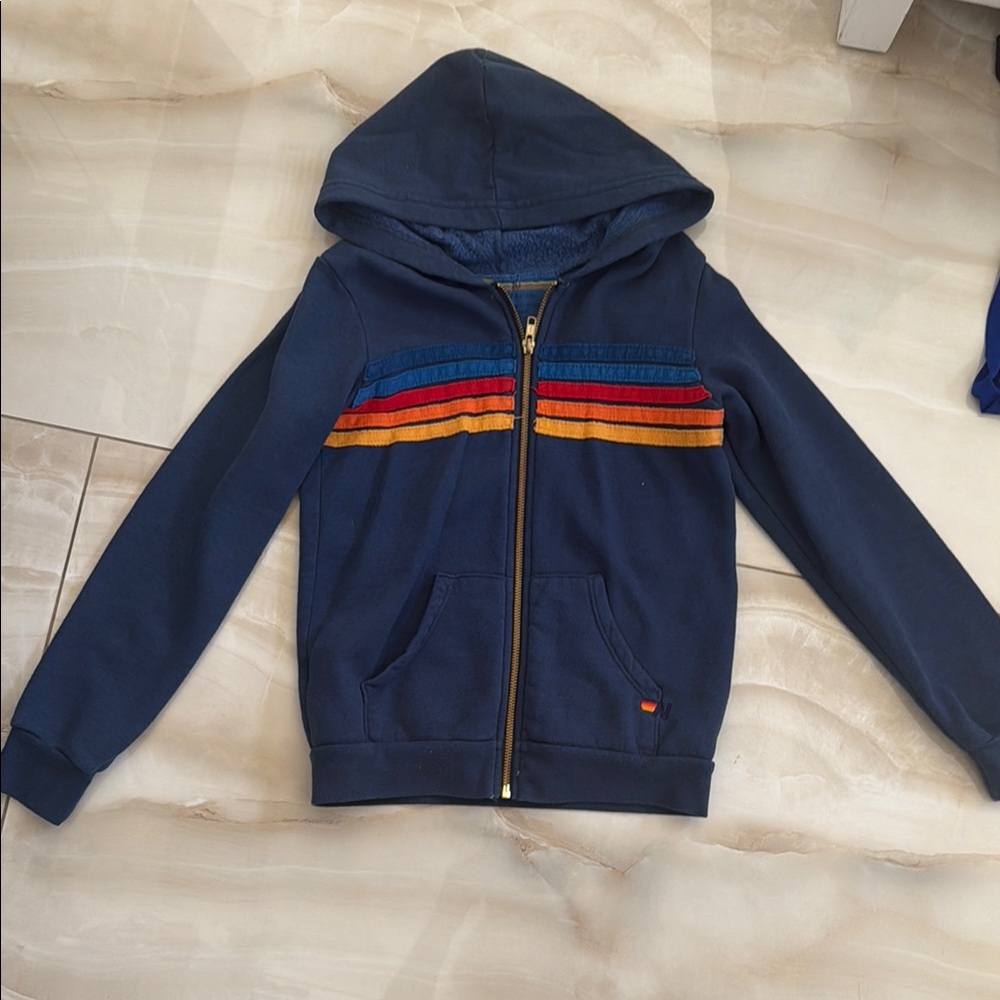 Aviator Nation Blue and Red Retro Stripe Hoodie